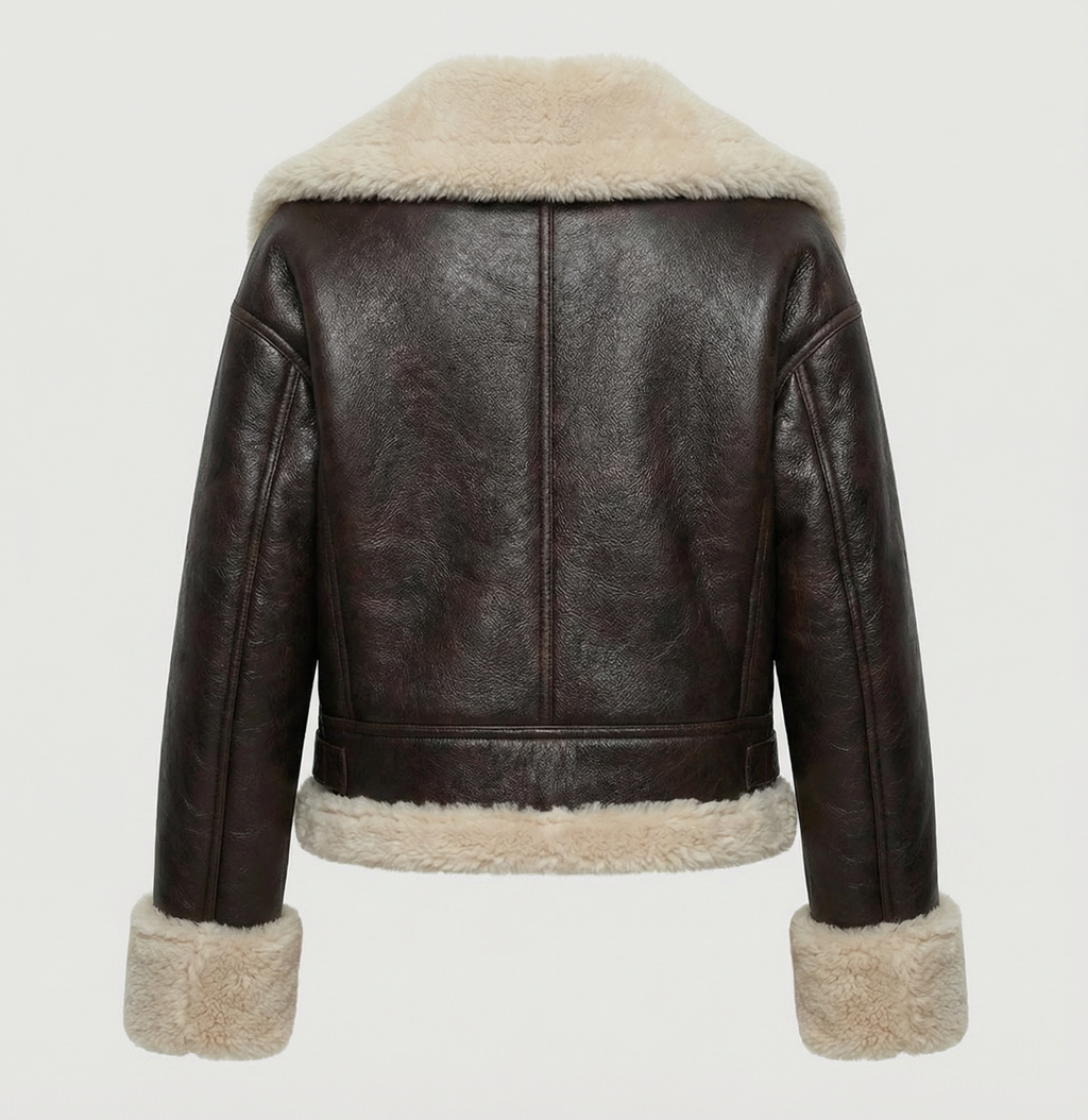 Dubbelzijdige imitatiebontjas met reverskraag