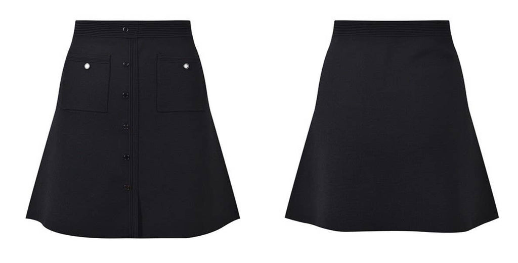 Zwarte gebreide tweed set met parelkraag