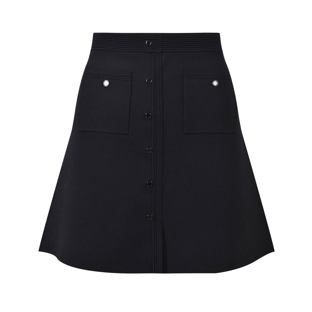 Zwarte gebreide tweed set met parelkraag